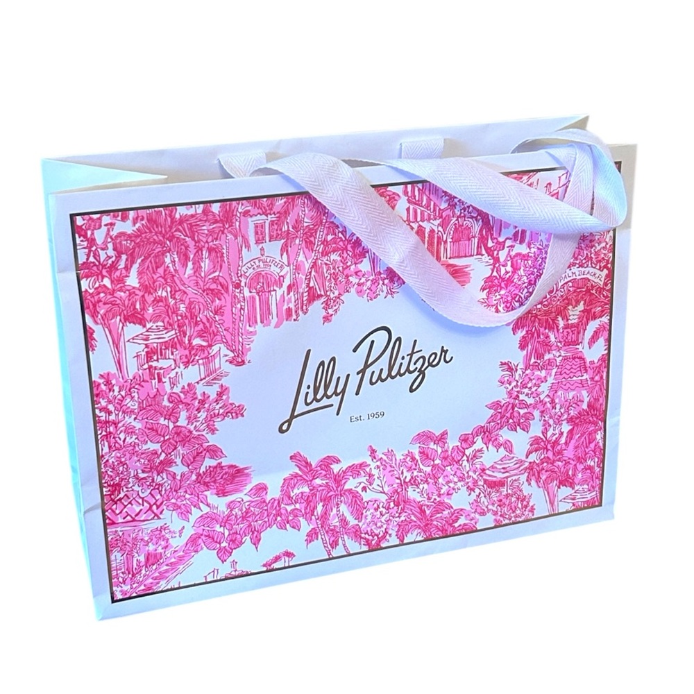 Lilly Pulitzer Pink and White Shopping Bag Gift Bag